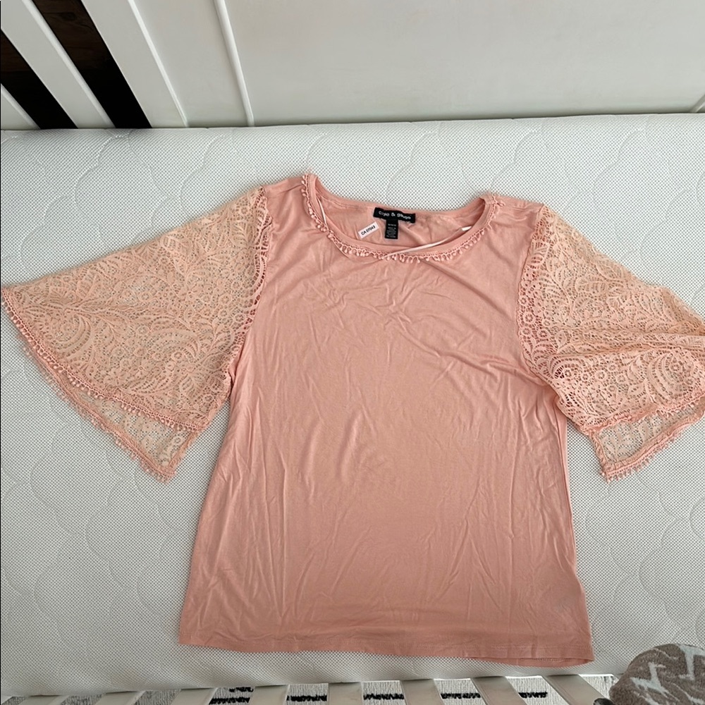 Cable & Gauge Pink 3/4 Sleeve Boxy Blouse